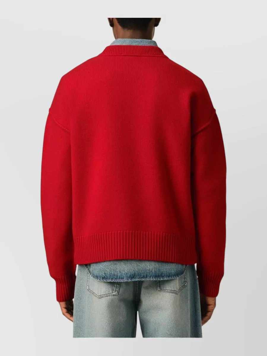 Ami Paris Ribbed Wool Crewneck Jumper