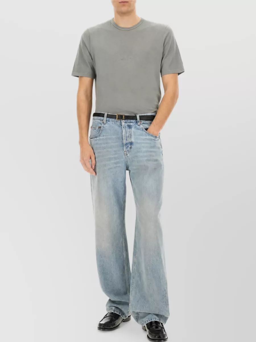 Saint Laurent Logo Crew Neck T Shirt Regular Fit