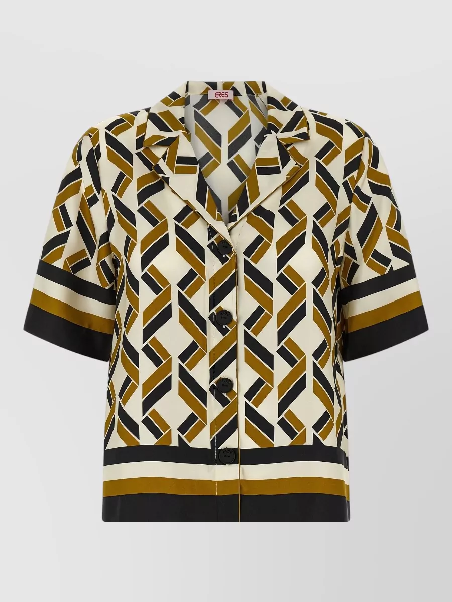 Eres Sonore Collared Shirt Geometric Pattern Short Sleeves In Multi