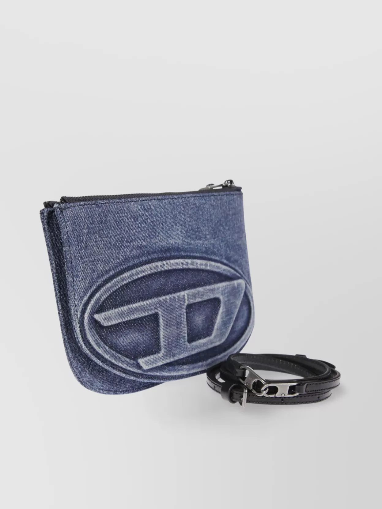 Diesel Twin Denim Texture Shoulder Bag With Detachable Strap