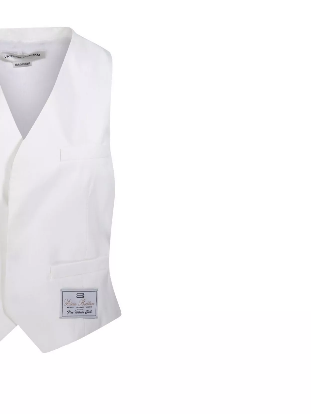 VICTORIA BECKHAM FITTED V-NECK SLEEVELESS VEST WITH FRONT POCKETS 