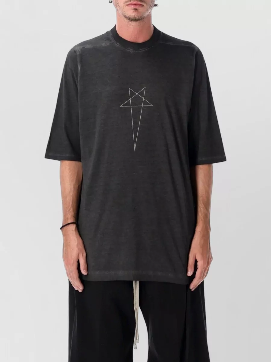 Rick Owens Drkshdw Cotton oversized ribbed crew neck short sleeve t shirt