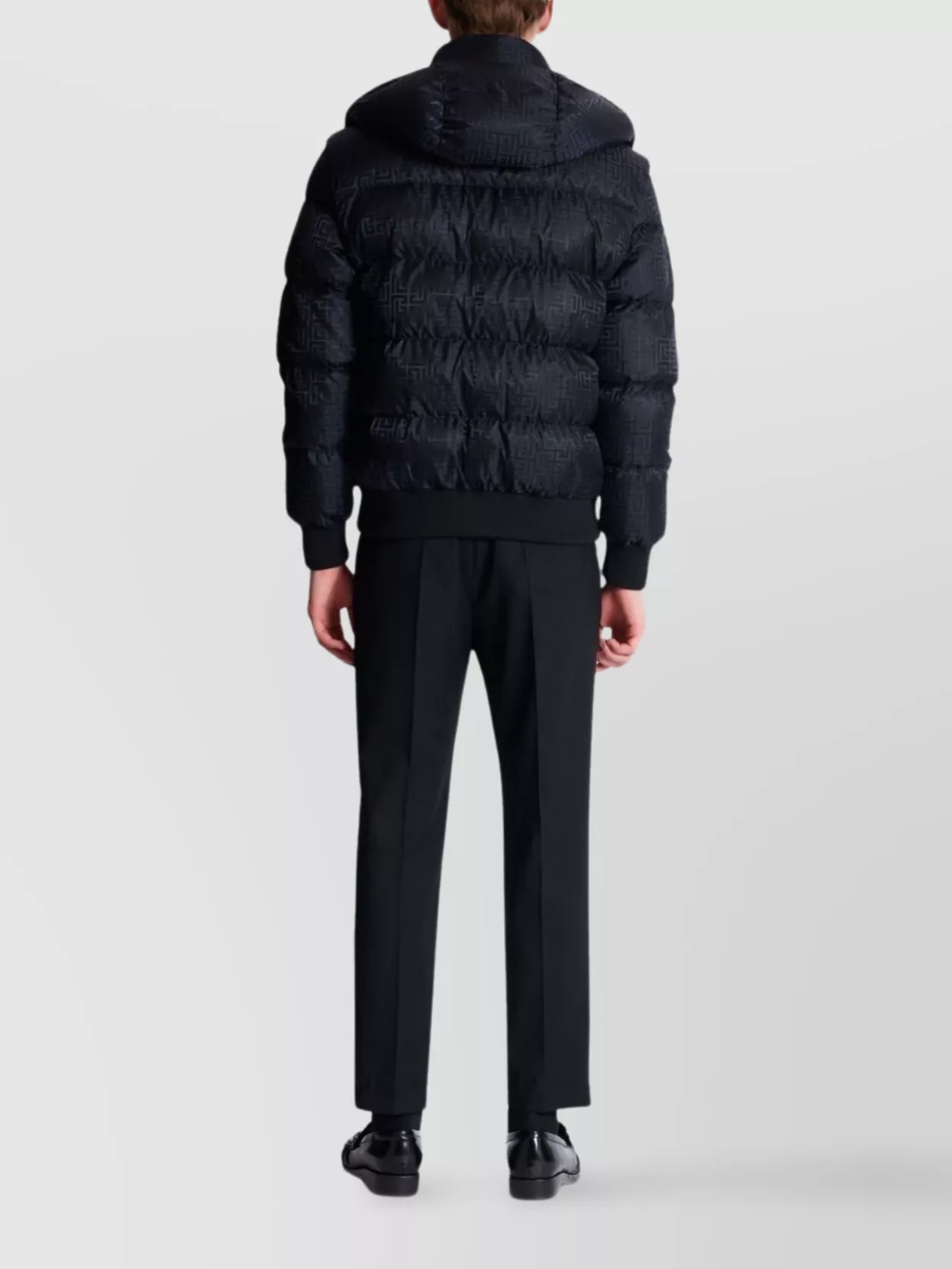 Balmain Hooded Quilted Jacket Ribbed Cuffs