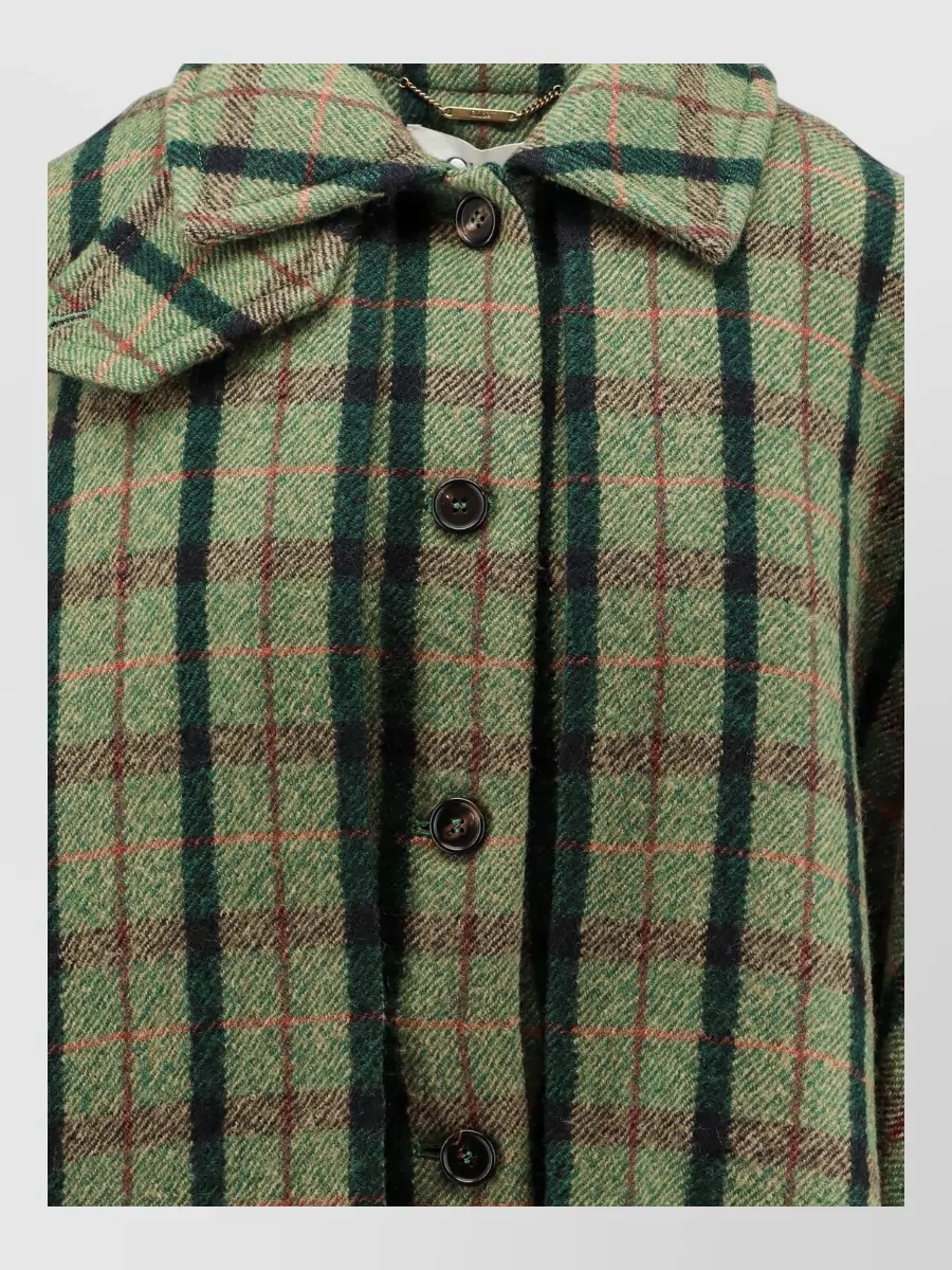 Chloé Wool Oversized Checked Cape Coat