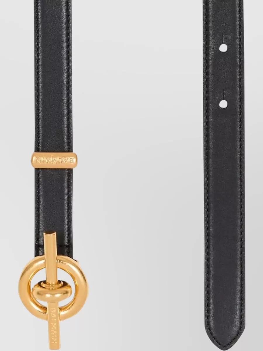 Balmain Adjustable Calfskin Belt Gold Tone Hardware