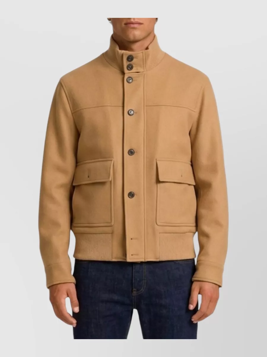 Lardini virgin wool ribbed-collar bomber jacket