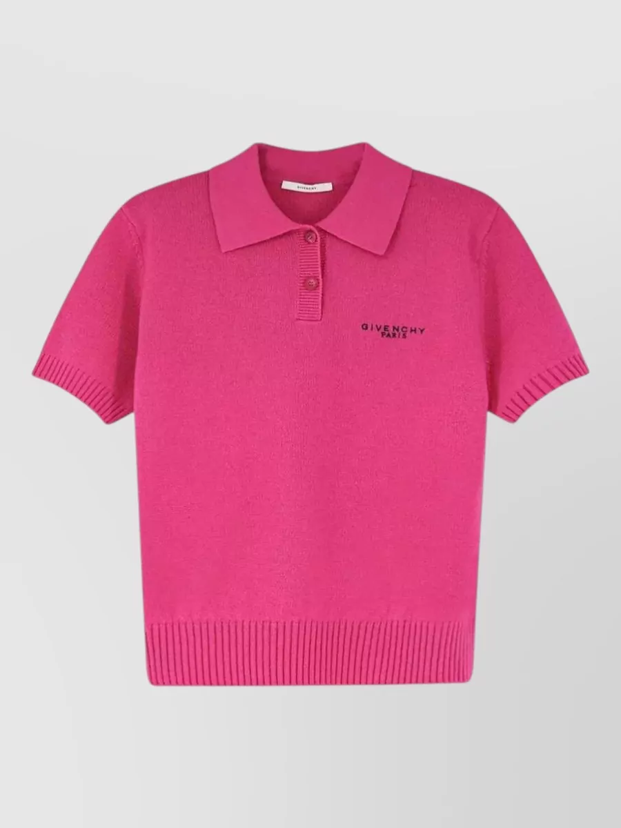 Givenchy cashmere wool short-sleeve knitted polo shirt