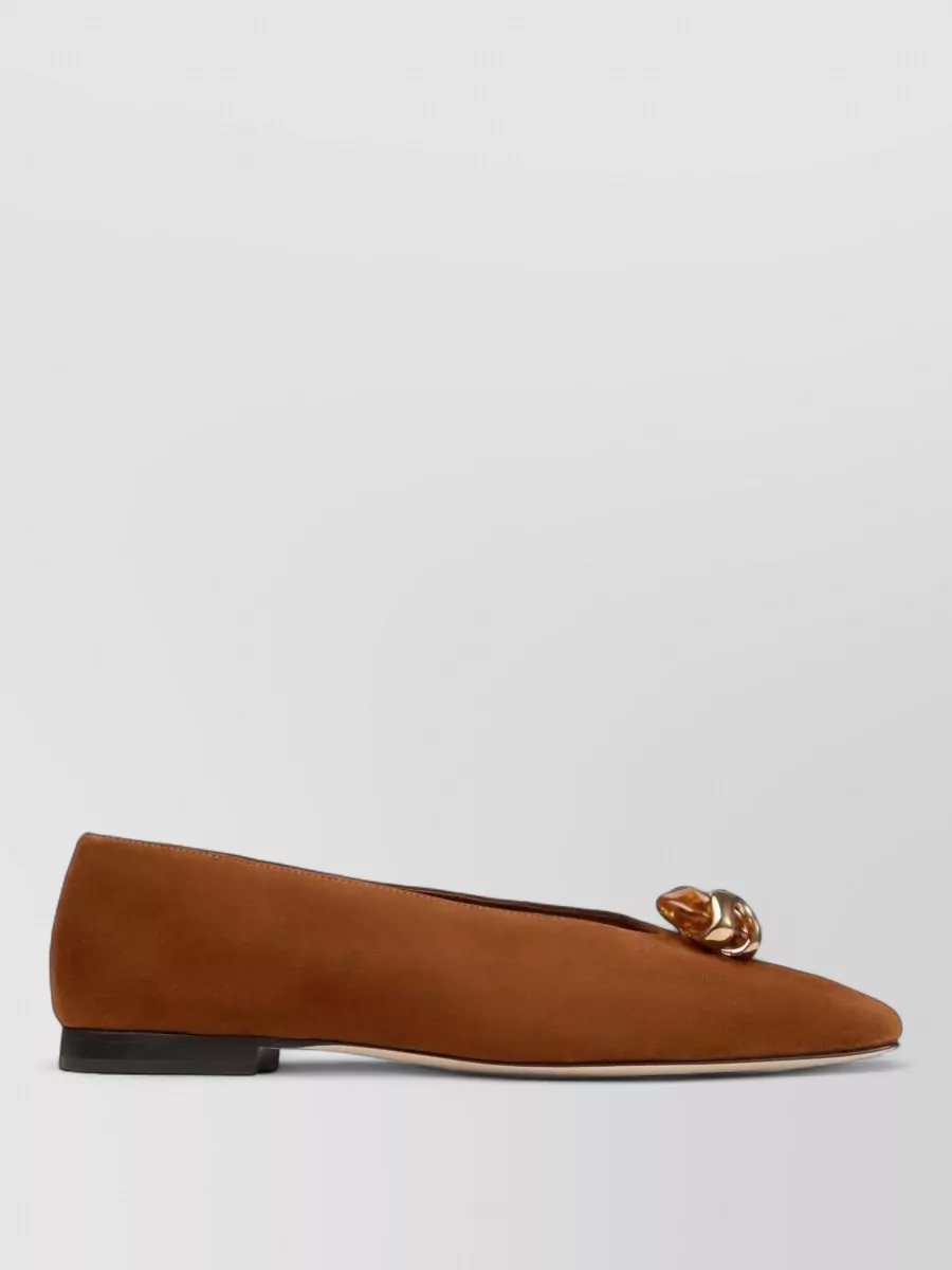 Jimmy Choo Suede Appliqué Ballerina Flats