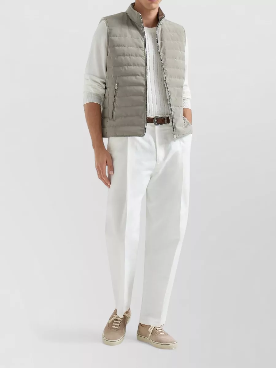 Brunello Cucinelli Quilted Gilet Sleeveless Stand Collar Design