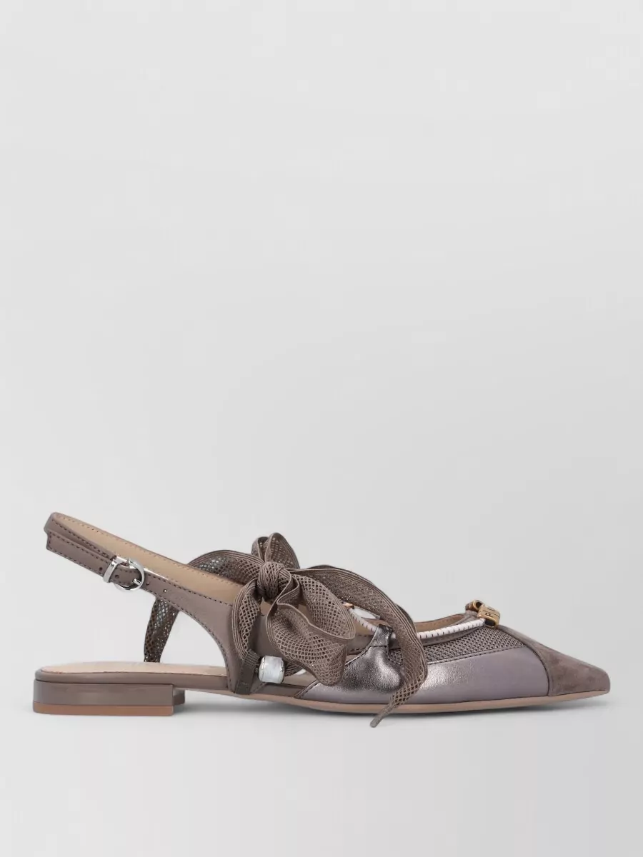 Pinko Leather Pointed-Toe Ankle-Strap Ballerinas