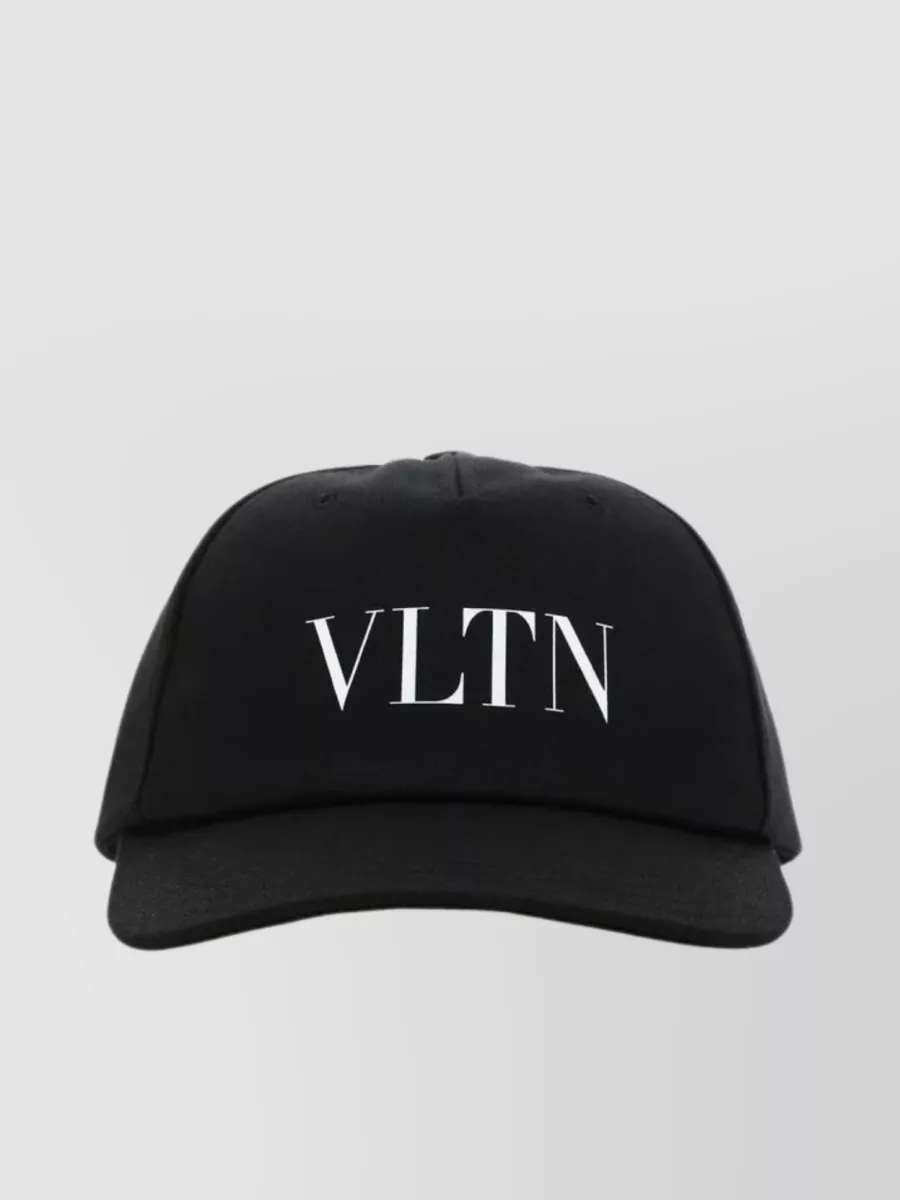 Shop Valentino Curved Visor Cotton Baseball Cap In Black