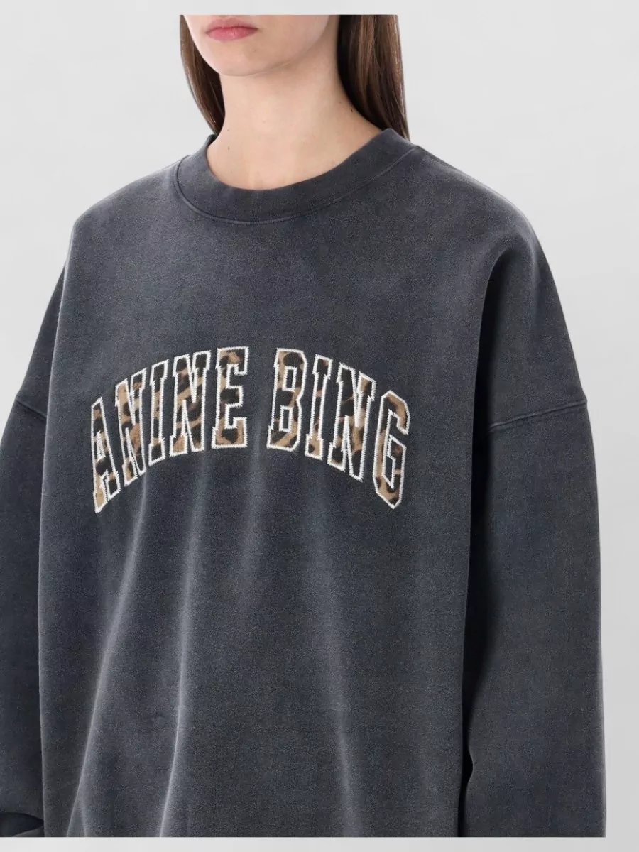 Anine Bing Miles Crew Neck Logo Oversized Sweatshirt
