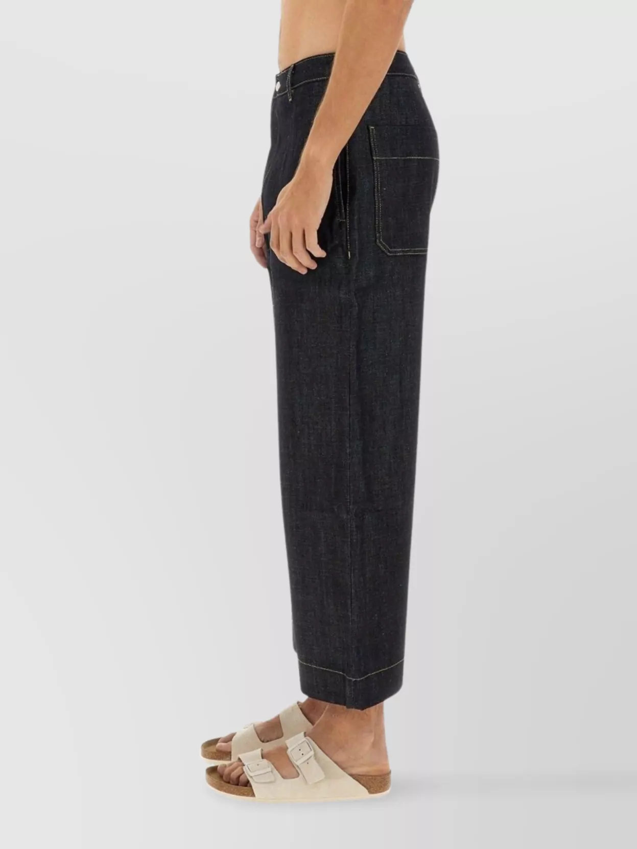 Studio Nicholson Cropped Wide Leg Trousers With Back Pockets