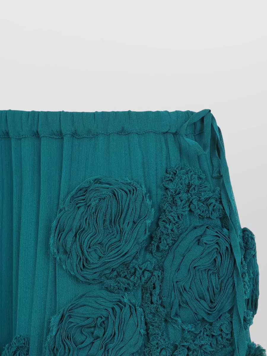 Dries Van Noten Floral Appliqué Asymmetric Ruffled Midi Skirt
