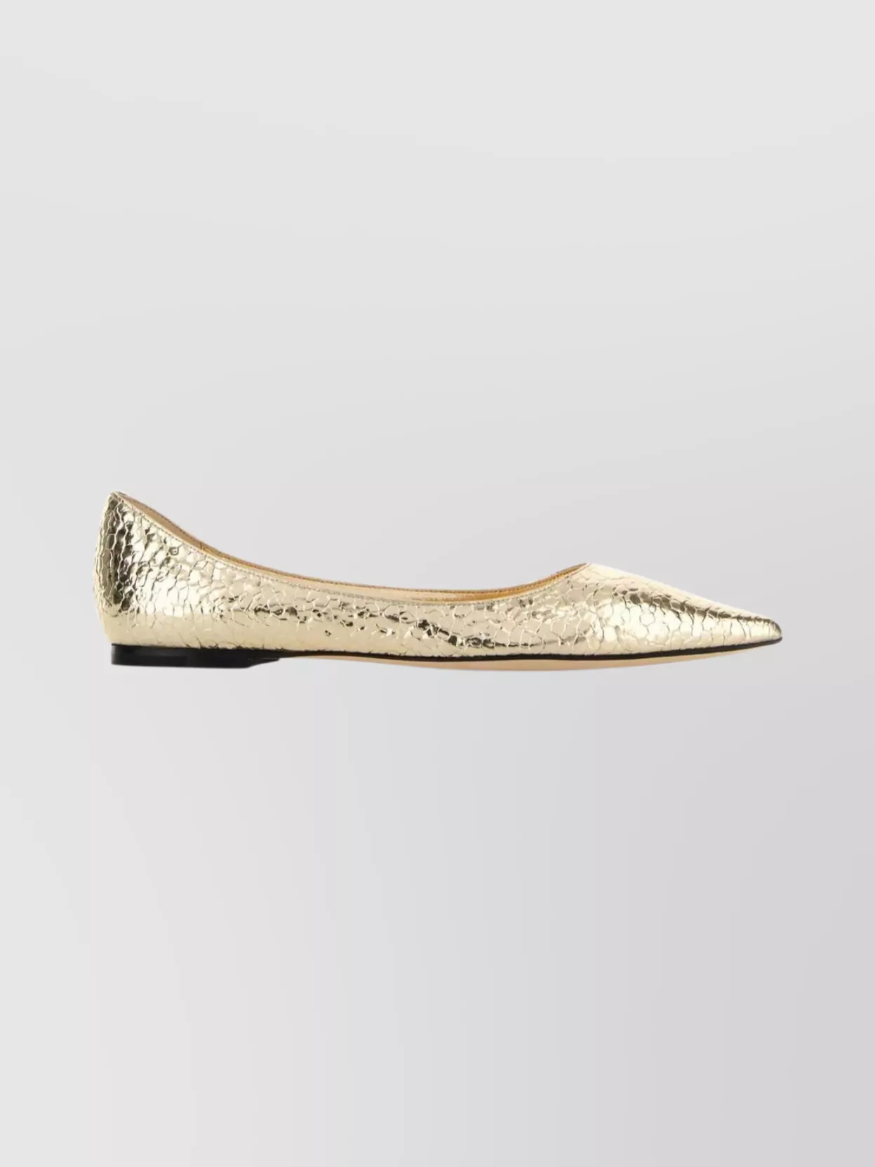 Jimmy Choo Metallic Finish Flat Sole Ballerina Shoes In Gold