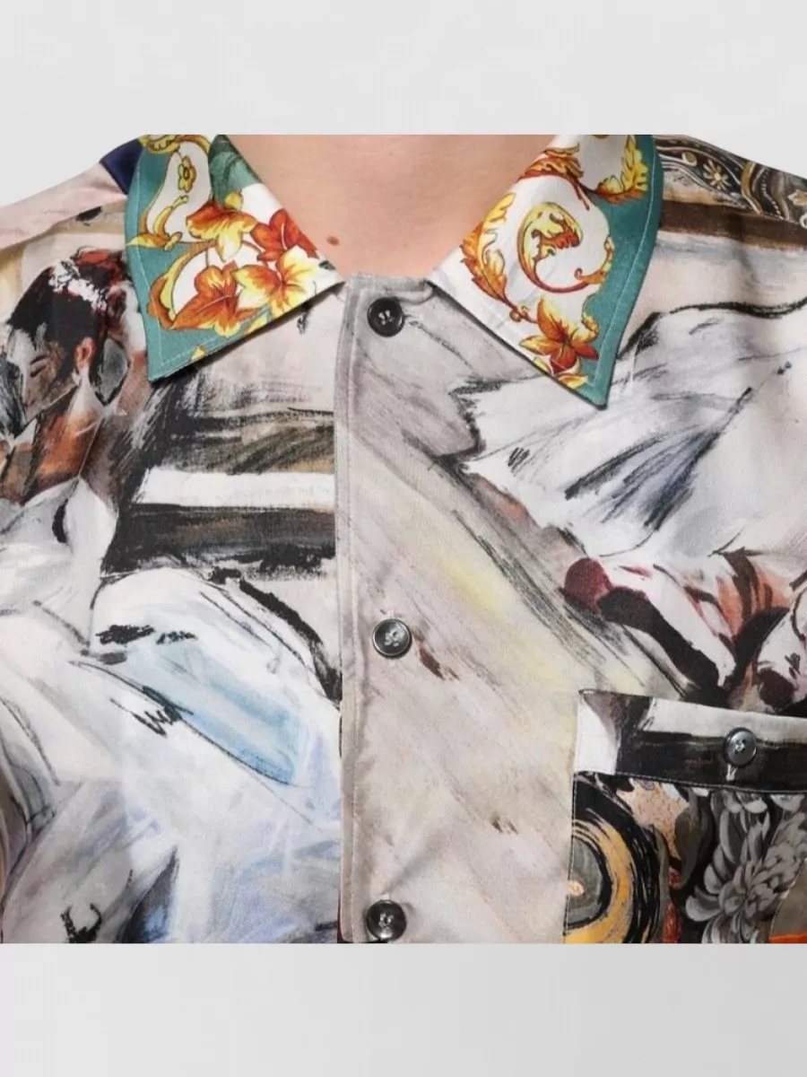 Dolce&Gabbana Silk Printed Short-Sleeve Shirt