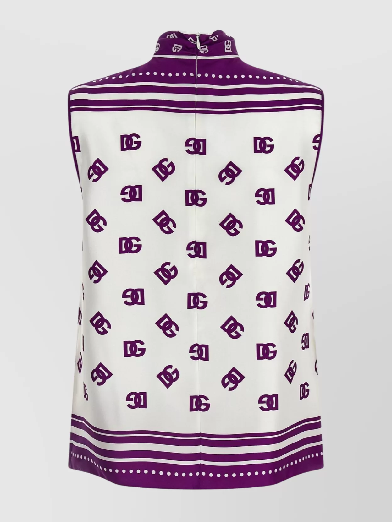 Dolce & Gabbana Allover Printed Sleeveless High Neck Top In Purple