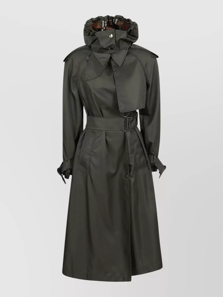 Burberry hooded checked knee-length raincoat