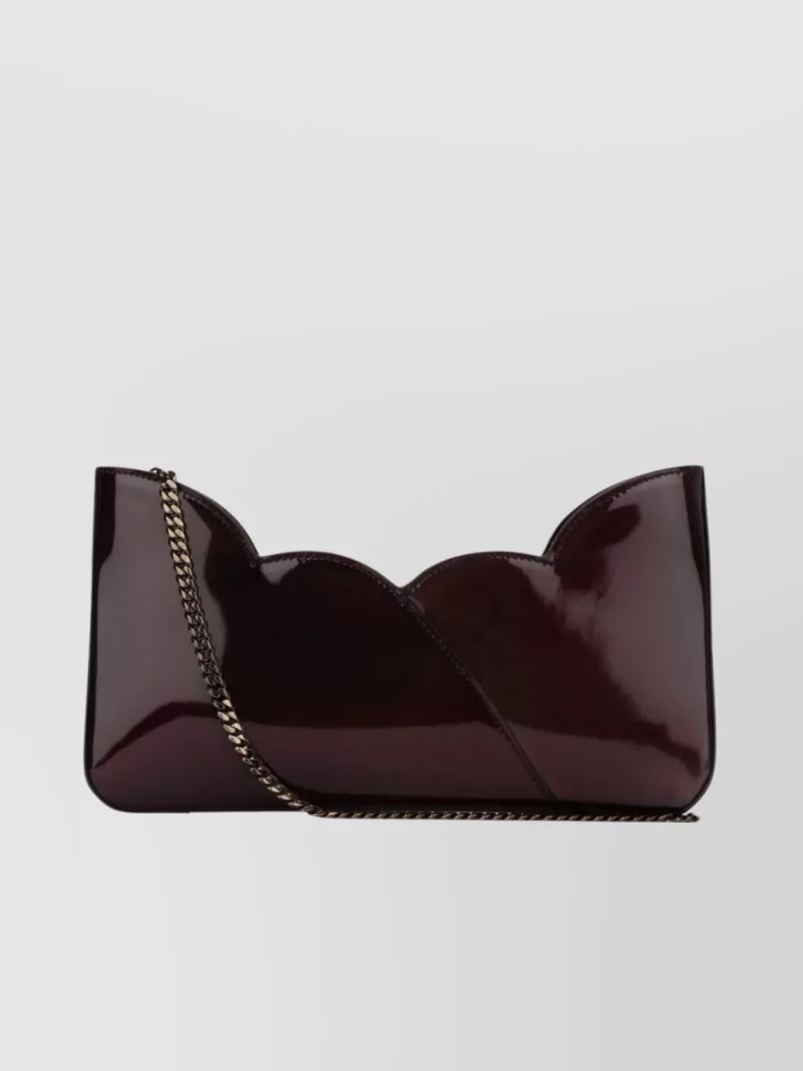 Shop Christian Louboutin Foldover Patent Chain Shoulder Bag In Black