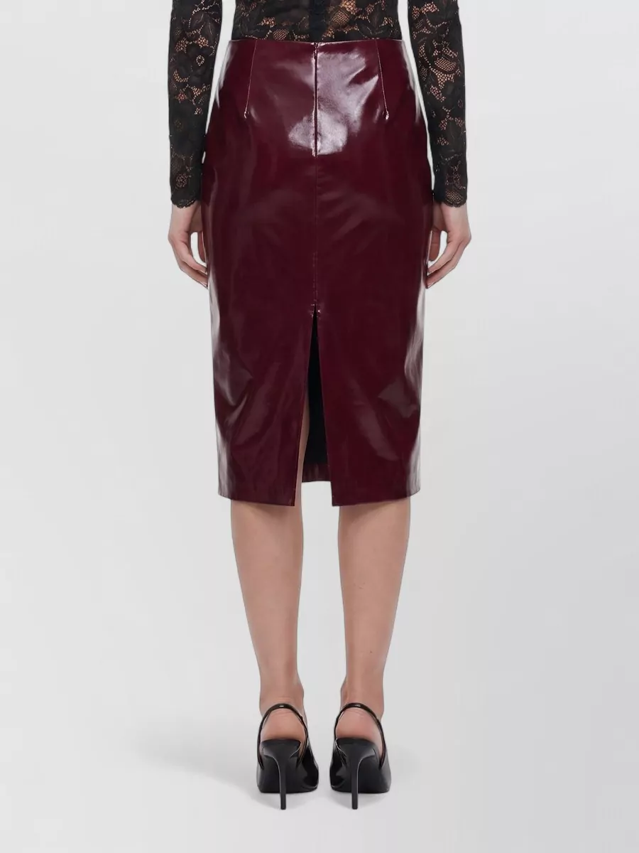 Self-Portrait Faux Leather High-Rise Midi Pencil Skirt