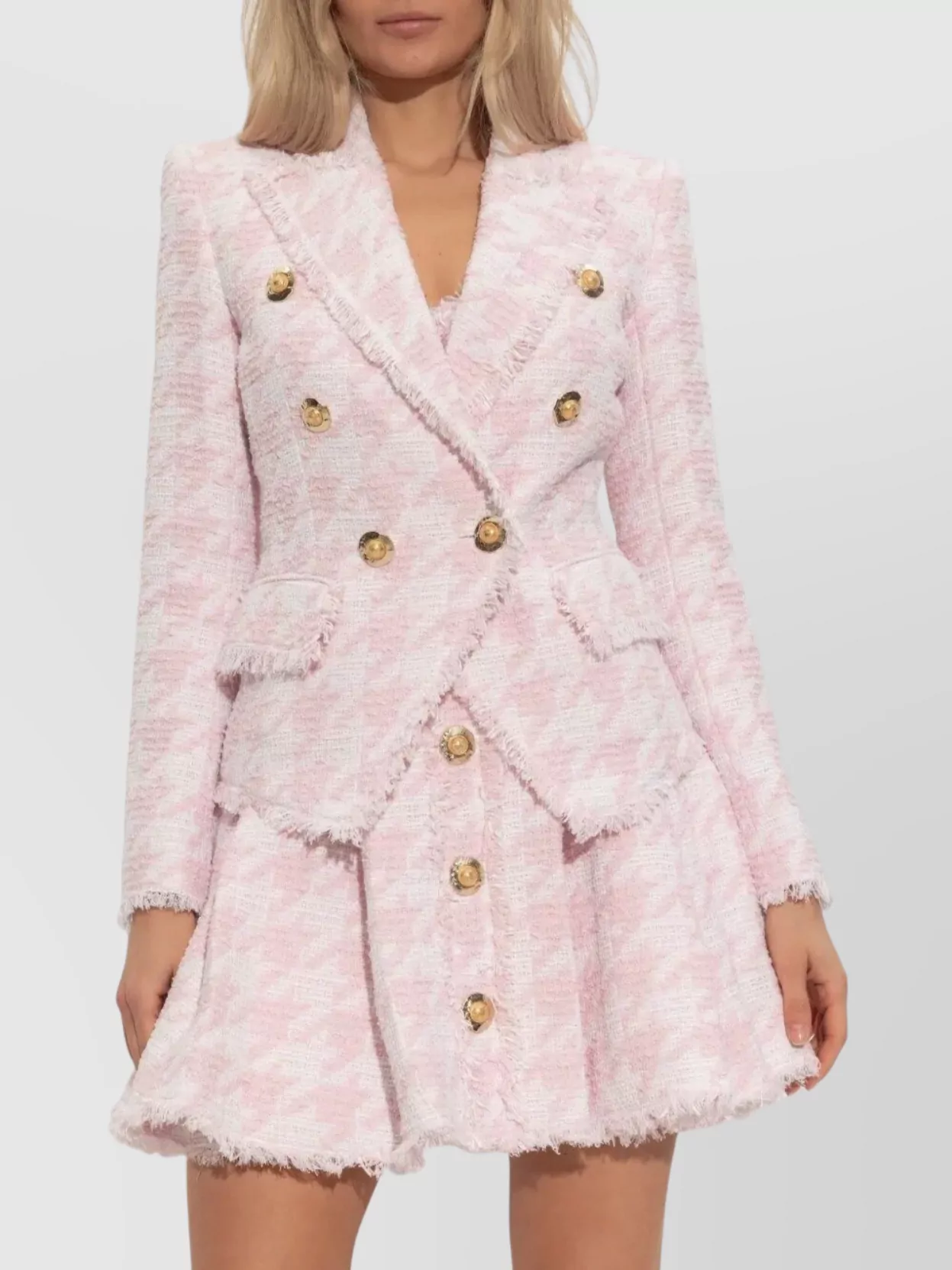 Balmain Tailored Houndstooth Jacket Six Buttons