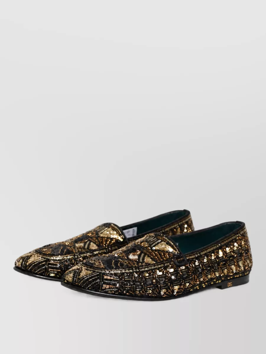 Dolce&Gabbana Leather Embellished Slippers