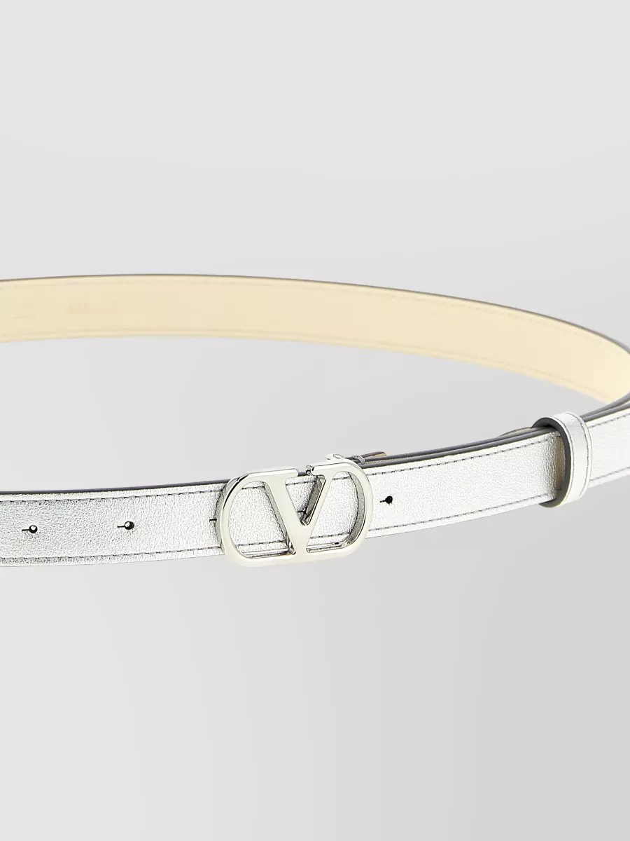 Valentino Garavani Belt Featuring Vlogo Buckle Metallic Finish