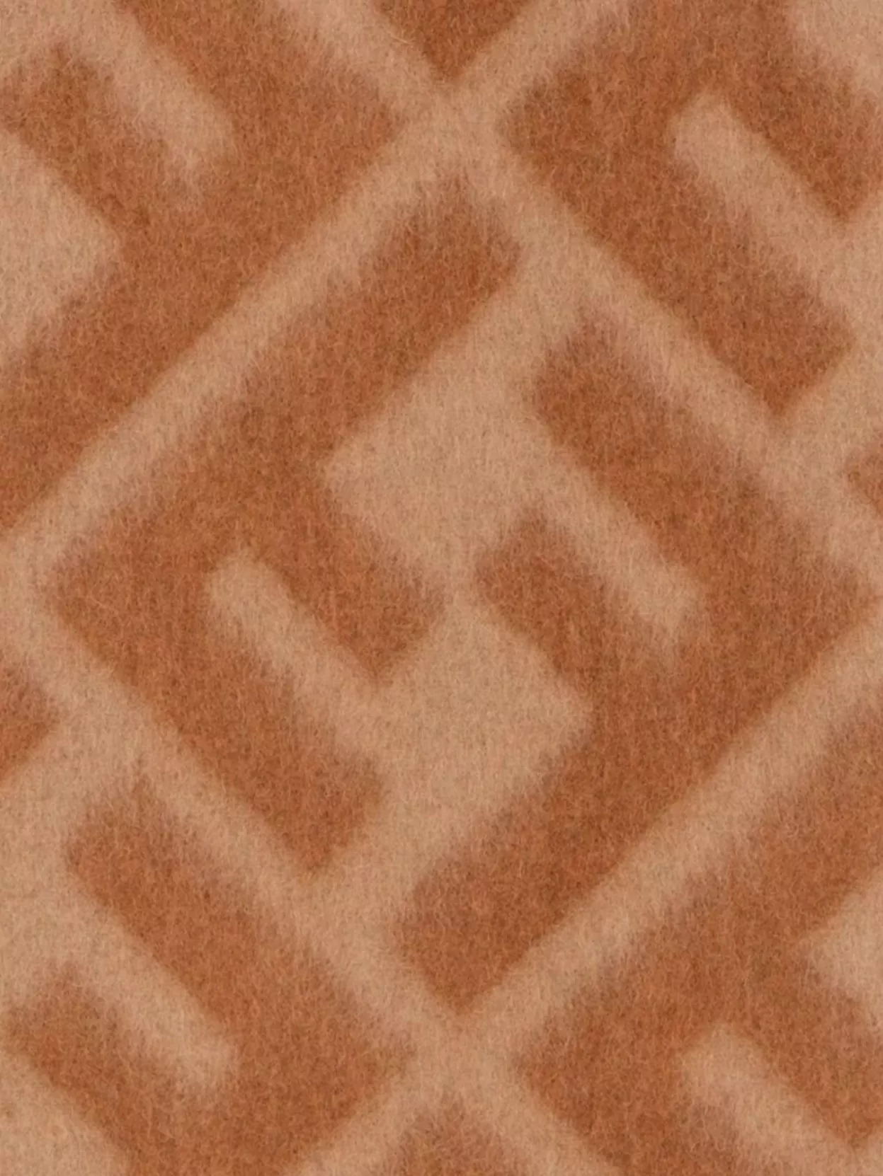 Fendi Geometric Wool Scarf Featuring Fringed Edges