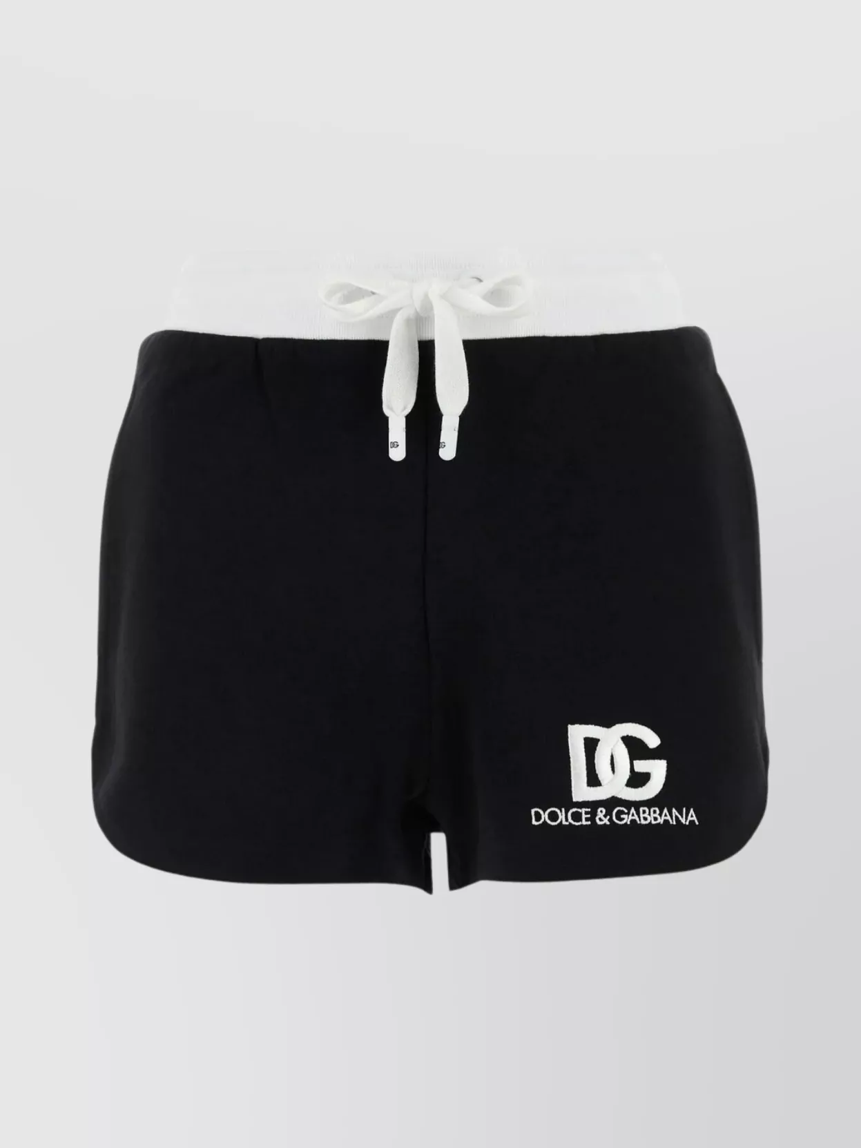 Shop Dolce & Gabbana Elastic Waistband Cotton Blend Shorts In Black