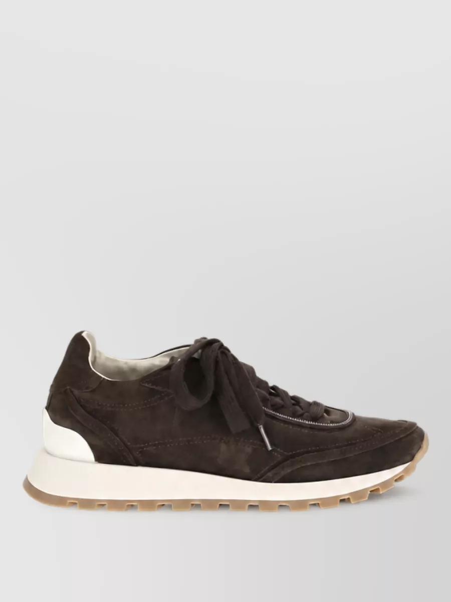 Brunello Cucinelli Suede Leather Low Top Sneakers