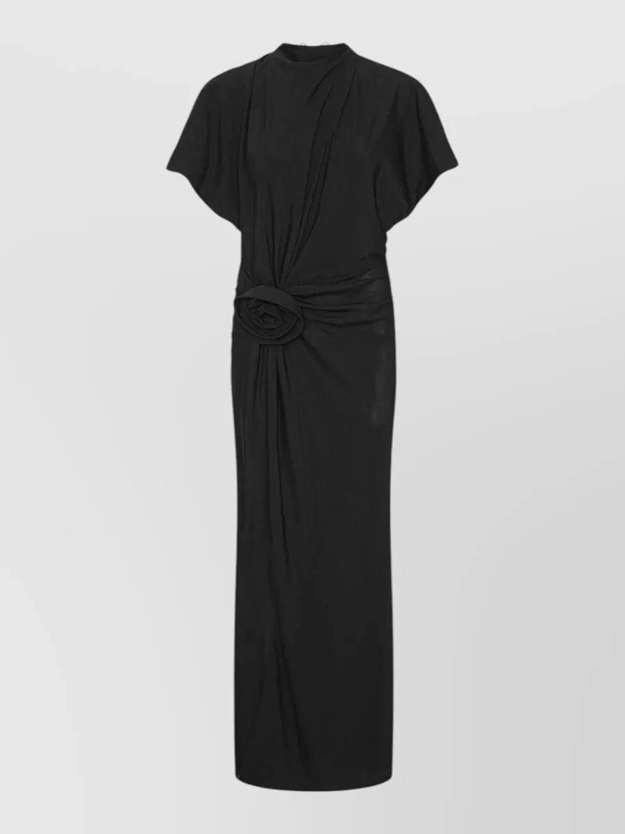 Rotate polyester draped open back maxi dress