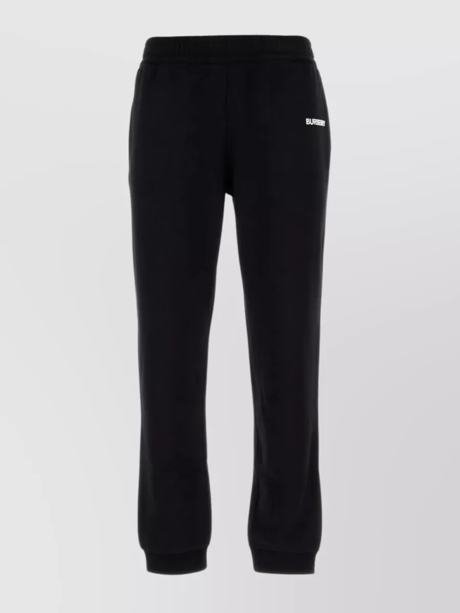 Shop Burberry Cotton Joggers With Adjustable Waistband And Pockets In Black