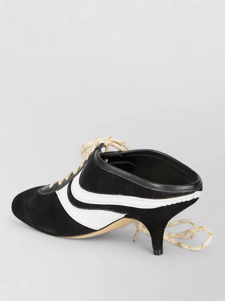 Dries Van Noten Leather Lace-Up Heeled Mules