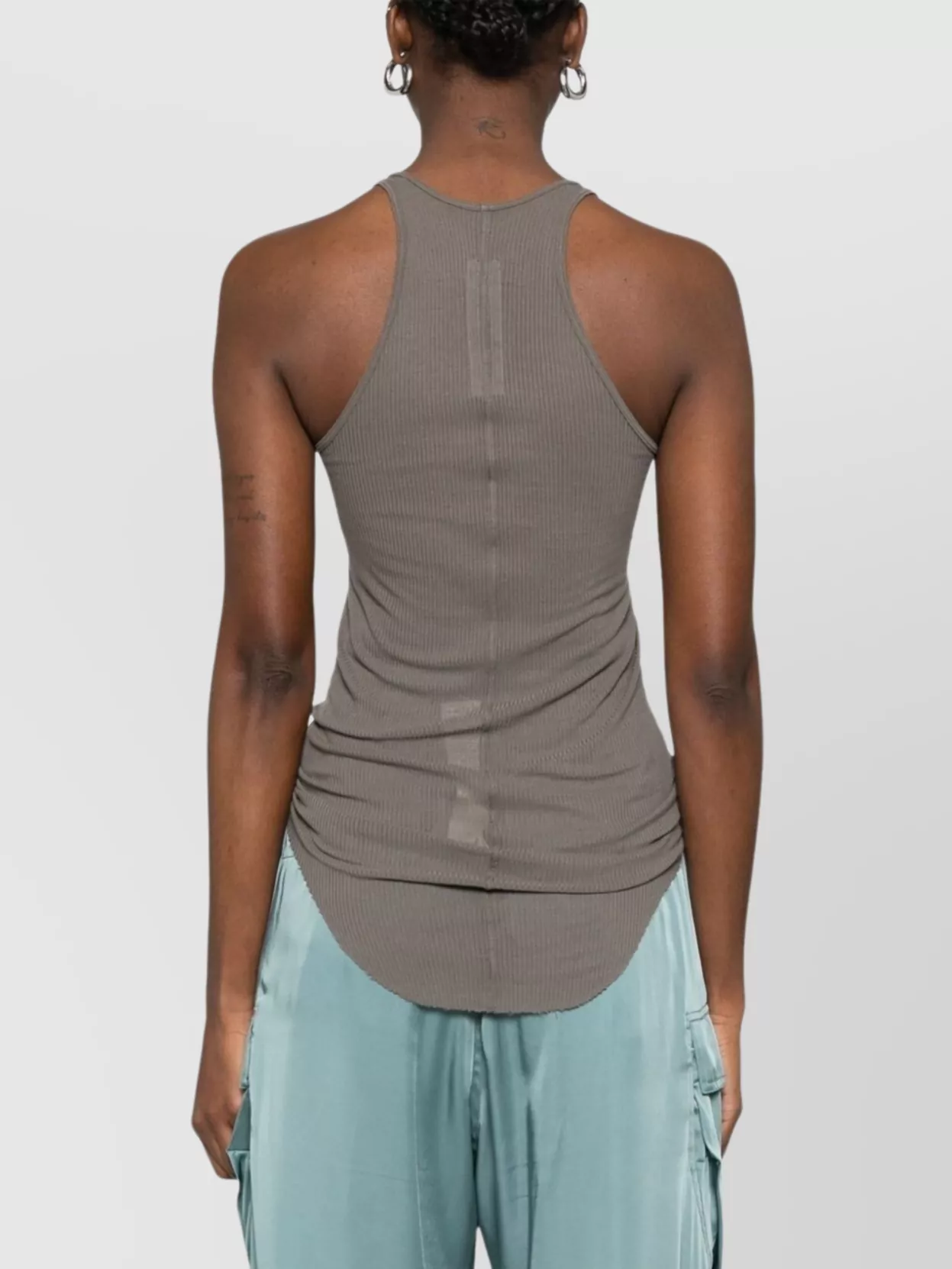 Rick Owens Tank Top With Curved Hem And Racerback Design