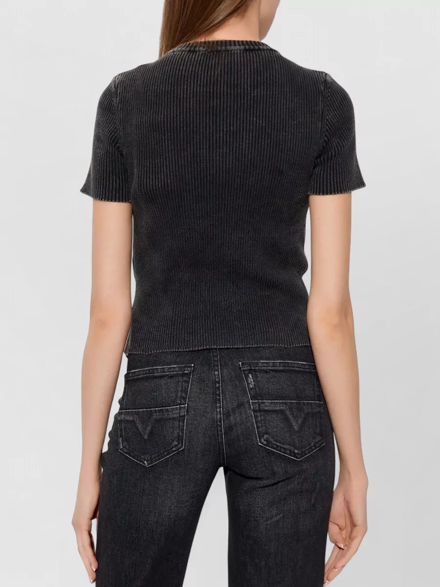 Diesel Short Sleeve Ribbed Crew Neck Top