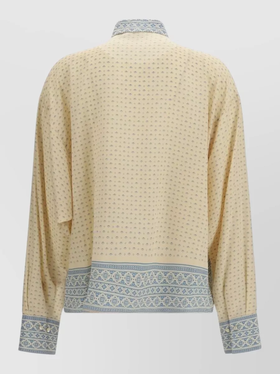 Ermanno Scervino Silk Geometric-Print Long-Sleeve Shirt