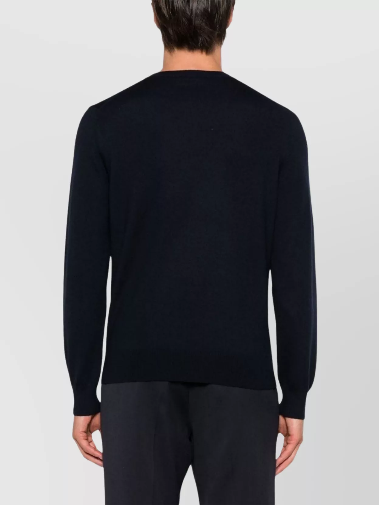 Fay Ribbed Knit Crewneck Sweater With Straight Hem