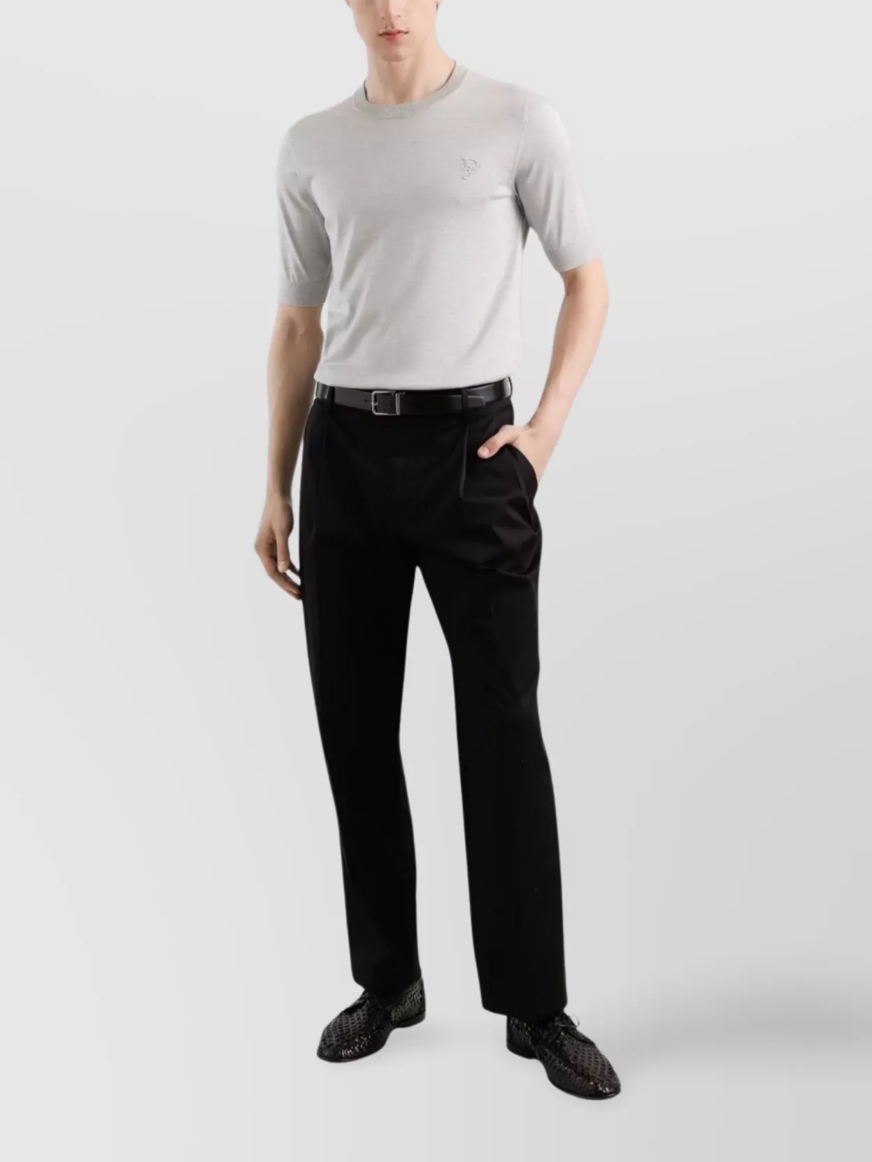 Dolce & Gabbana Ribbed Crewneck Short Sleeves Sweater In Gray