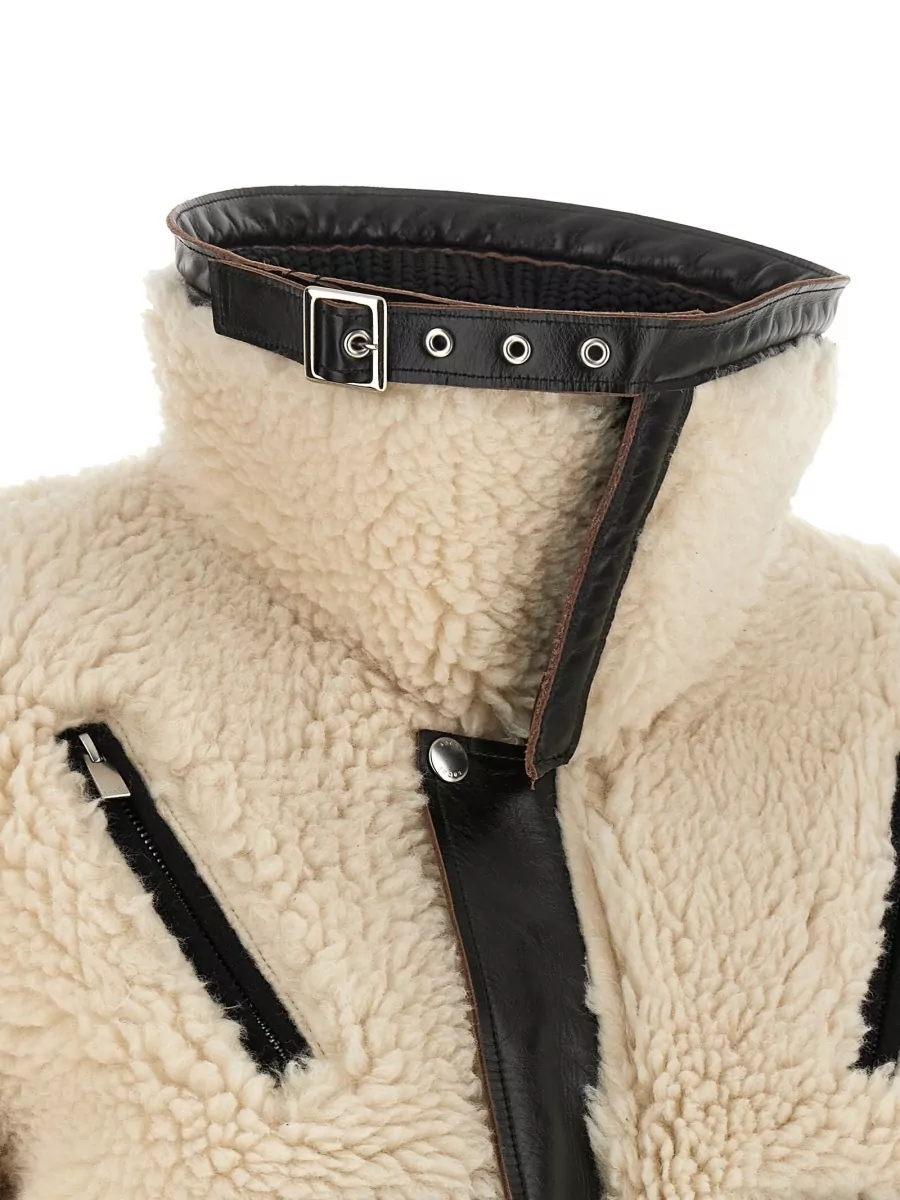 Sacai Shearling Effect Wool Cropped Jacket