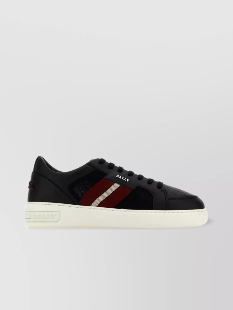 Shop Bally Mixed Material Sneakers With Unique Ankle Patch In Black