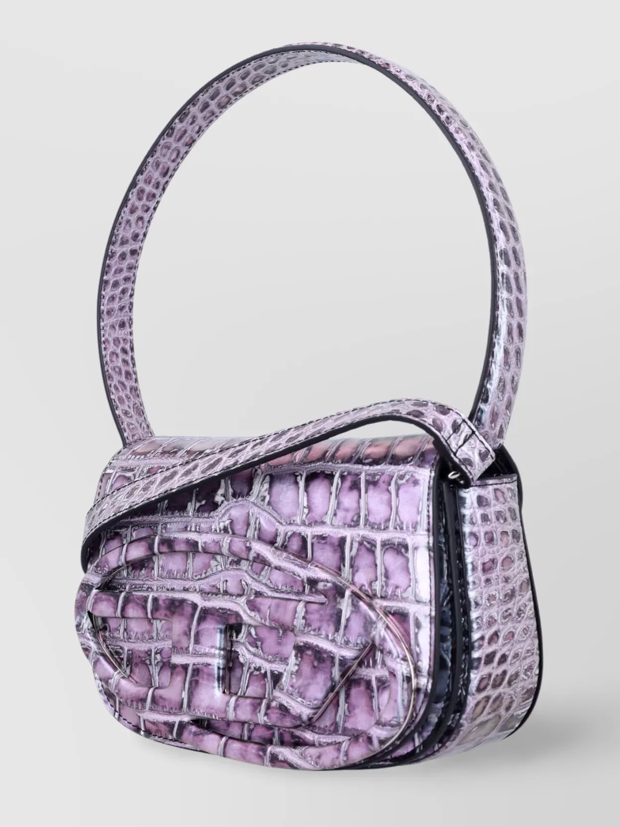 Diesel Crocodile Texture Shoulder Bag With Iridescent Finish