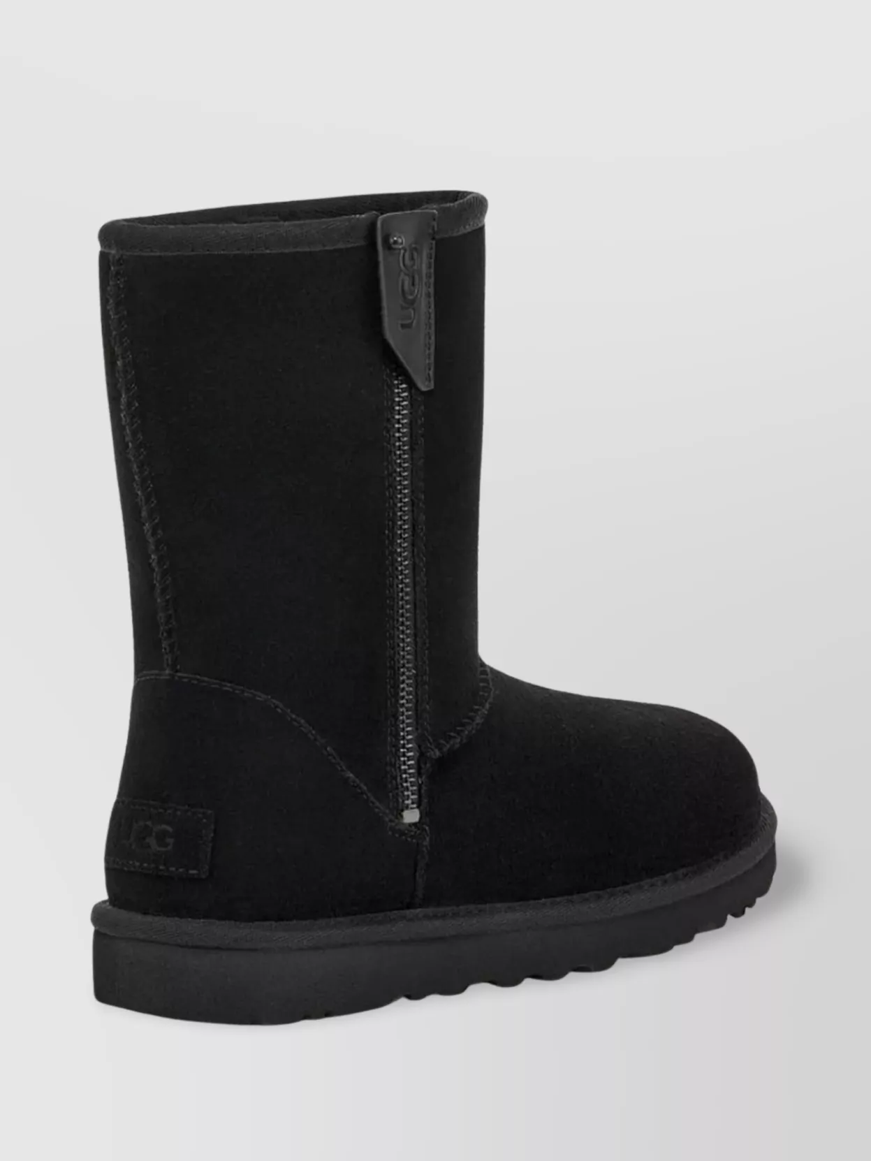 Ugg Short Zipper Round Toe Ribbed Sole Boots