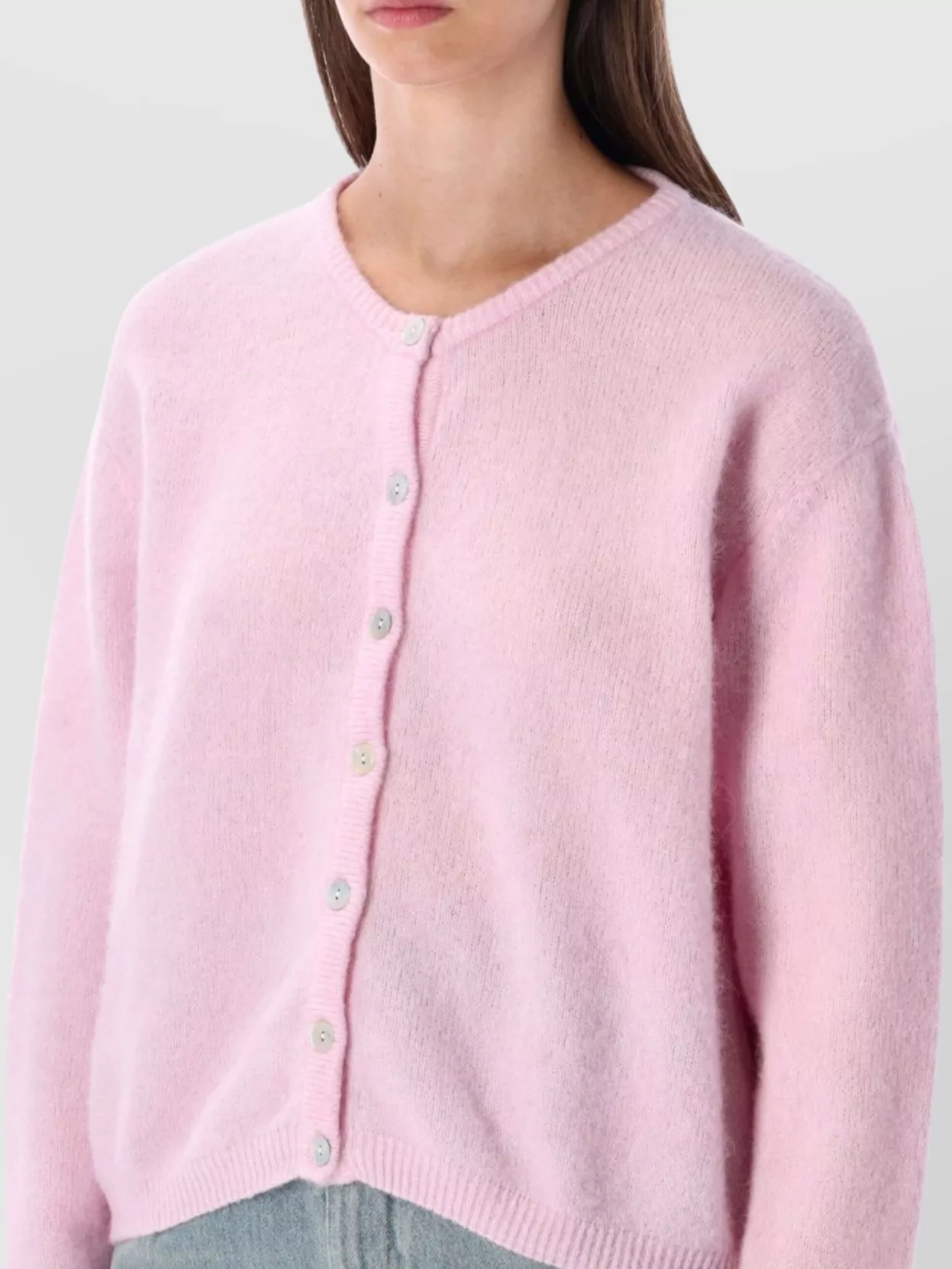 American Vintage Soft Knit Cardigan With Ribbed Cuffs And Hem