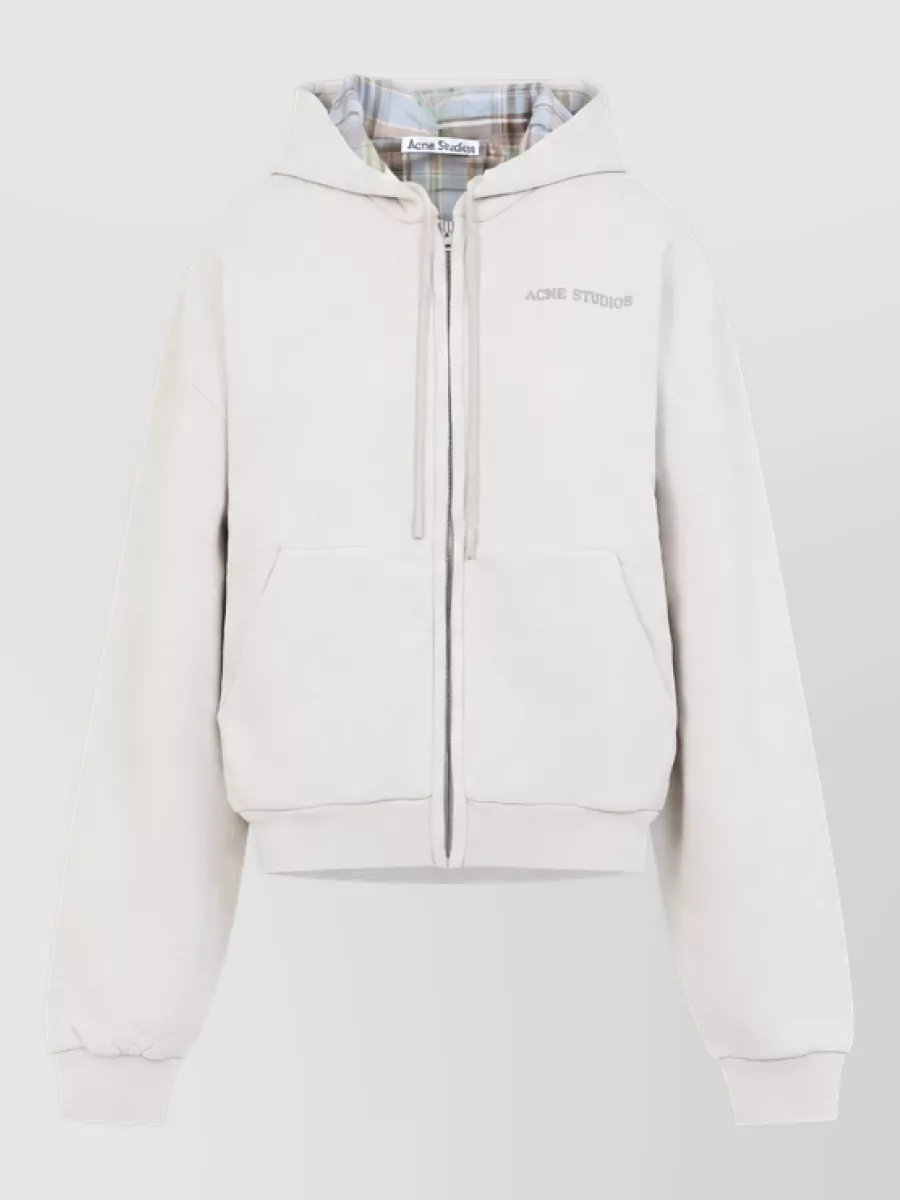 Acne Studios Ribbed cuff relaxed zip hoodie