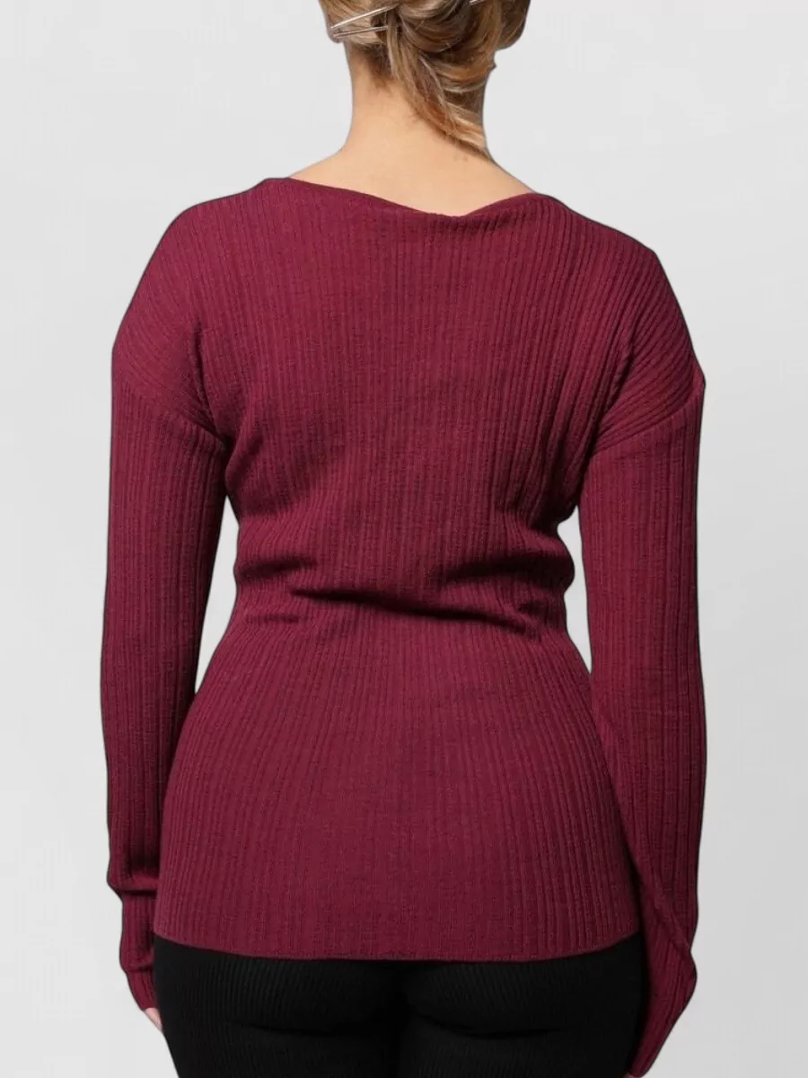 Roberto Cavalli Virgin Wool Ribbed V-Neck Long-Sleeve Jumper