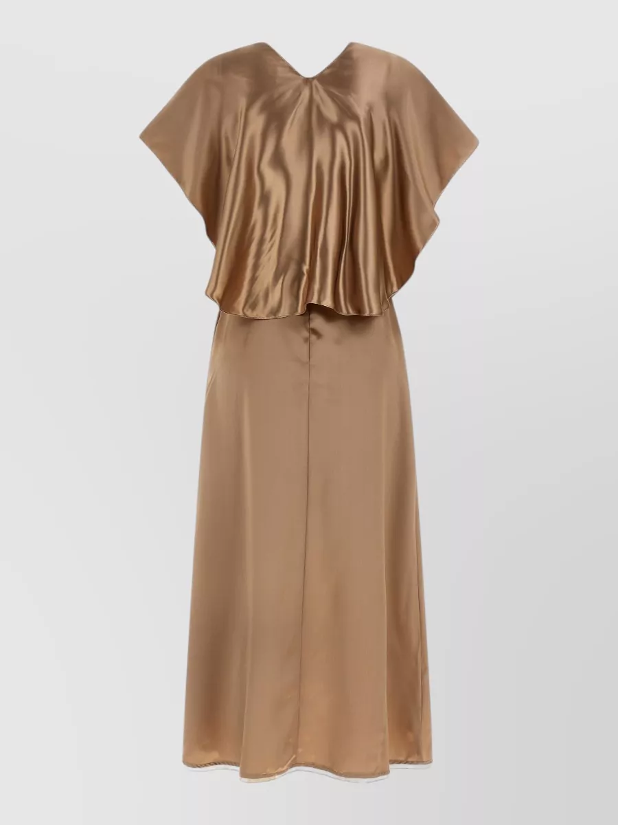 Fabiana Filippi Viscose Sweetheart Neckline Midi Dress With Matching Cape