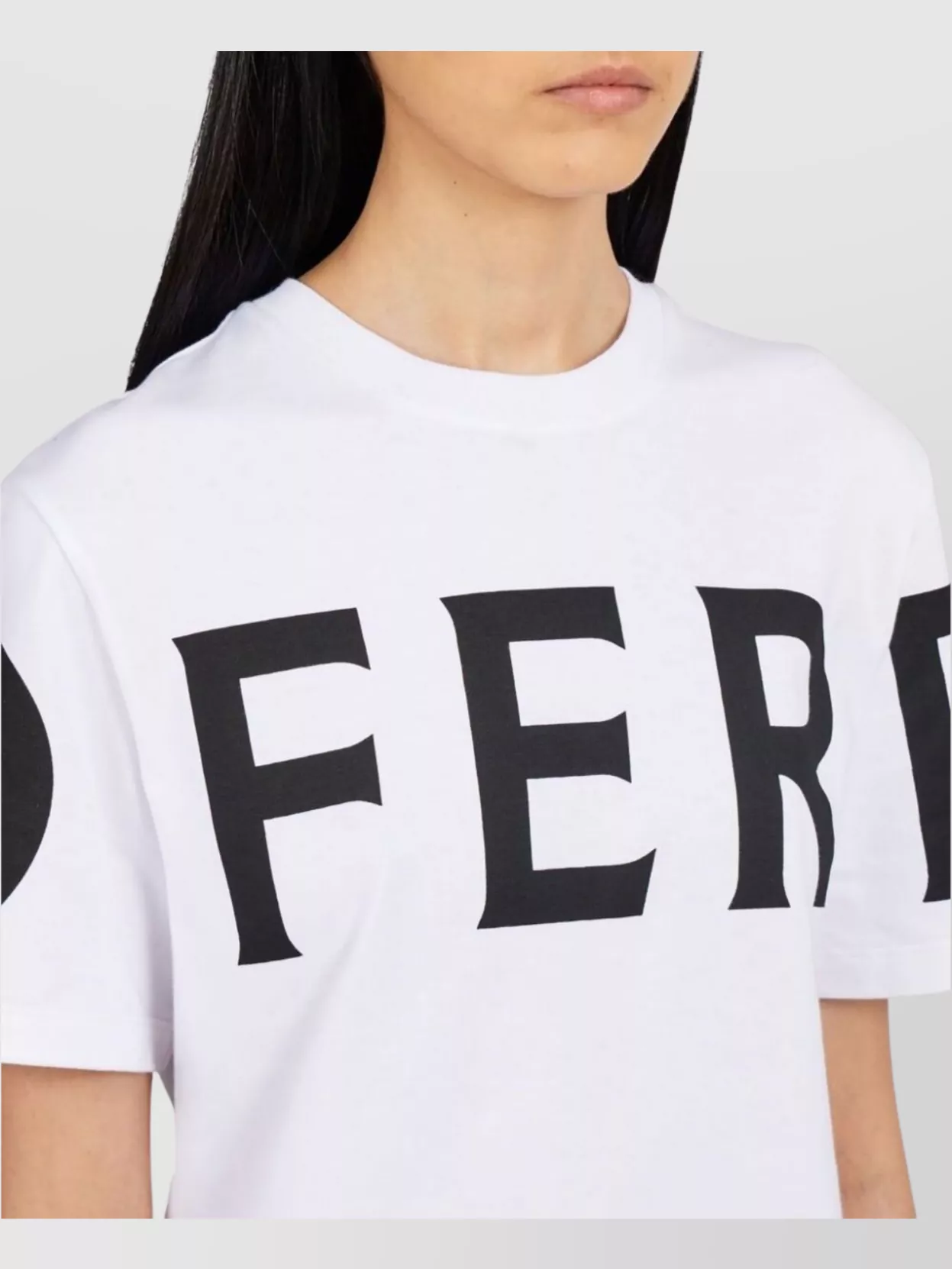 Ferragamo Logo Print Cotton T-Shirt With Round Neck