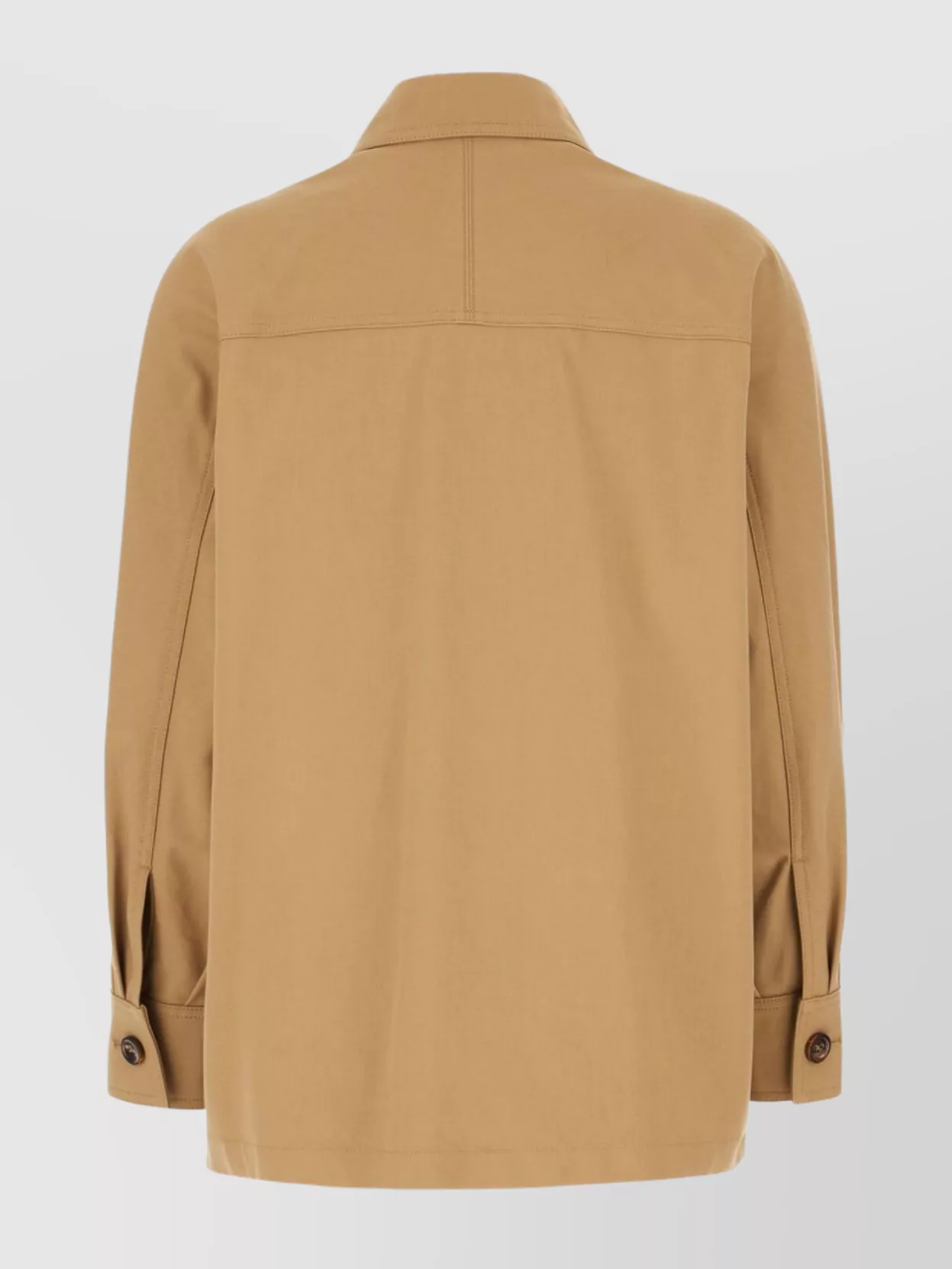 Max Mara Cotton Jacket With Buttoned Cuffs And Collar In Neutral