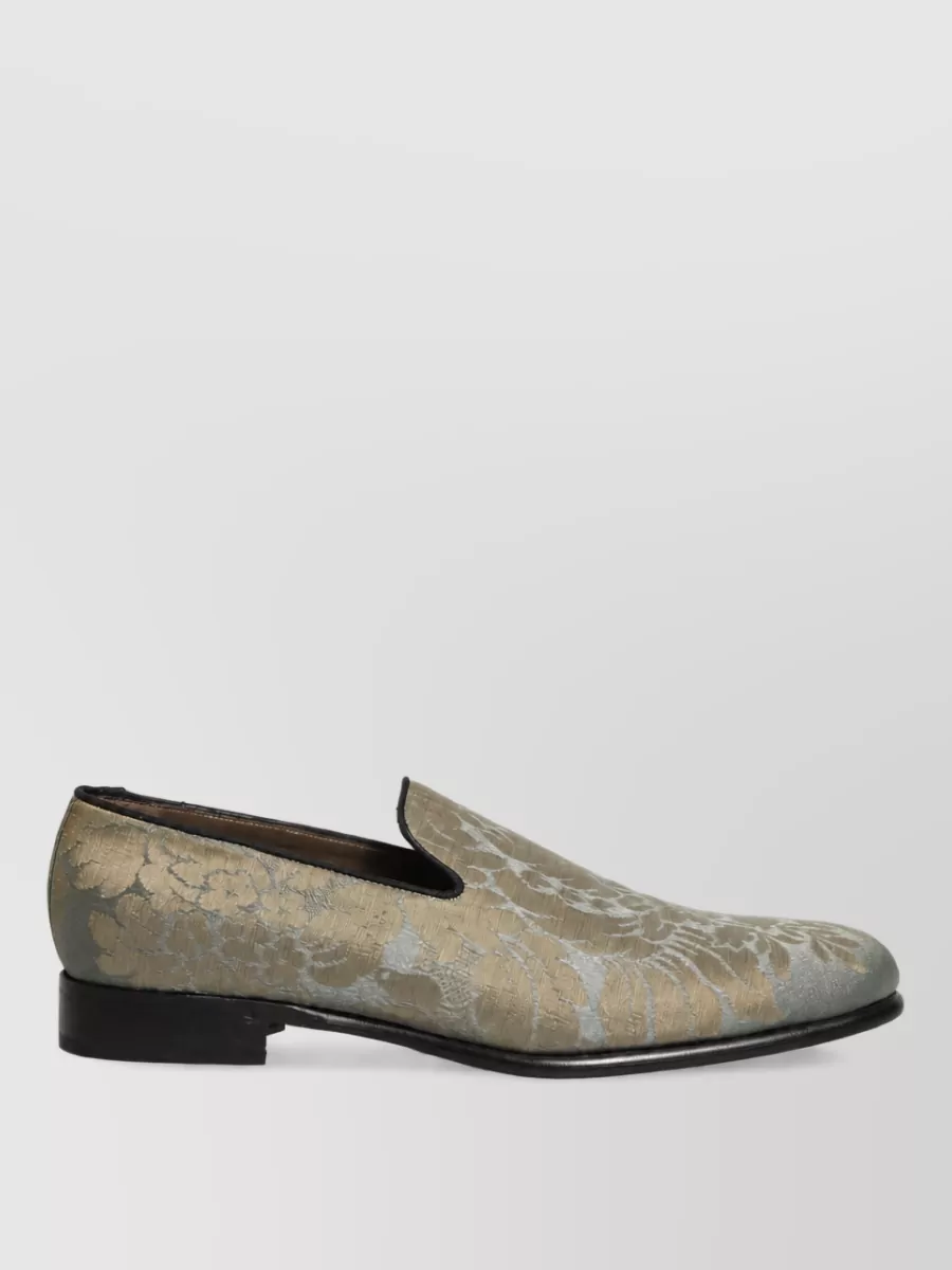 Dolce&Gabbana Leather Floral-Jacquard Monk Shoes