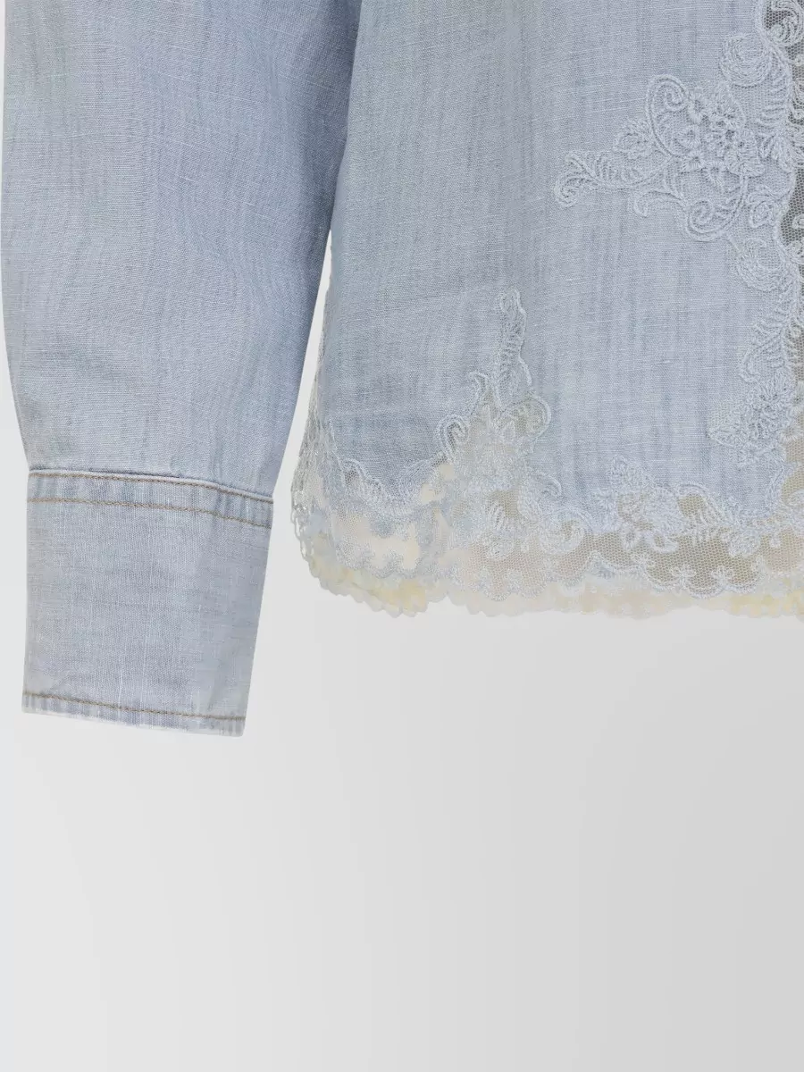 Ermanno Scervino Shirt Collared Neck Lace Detailing Long Sleeves